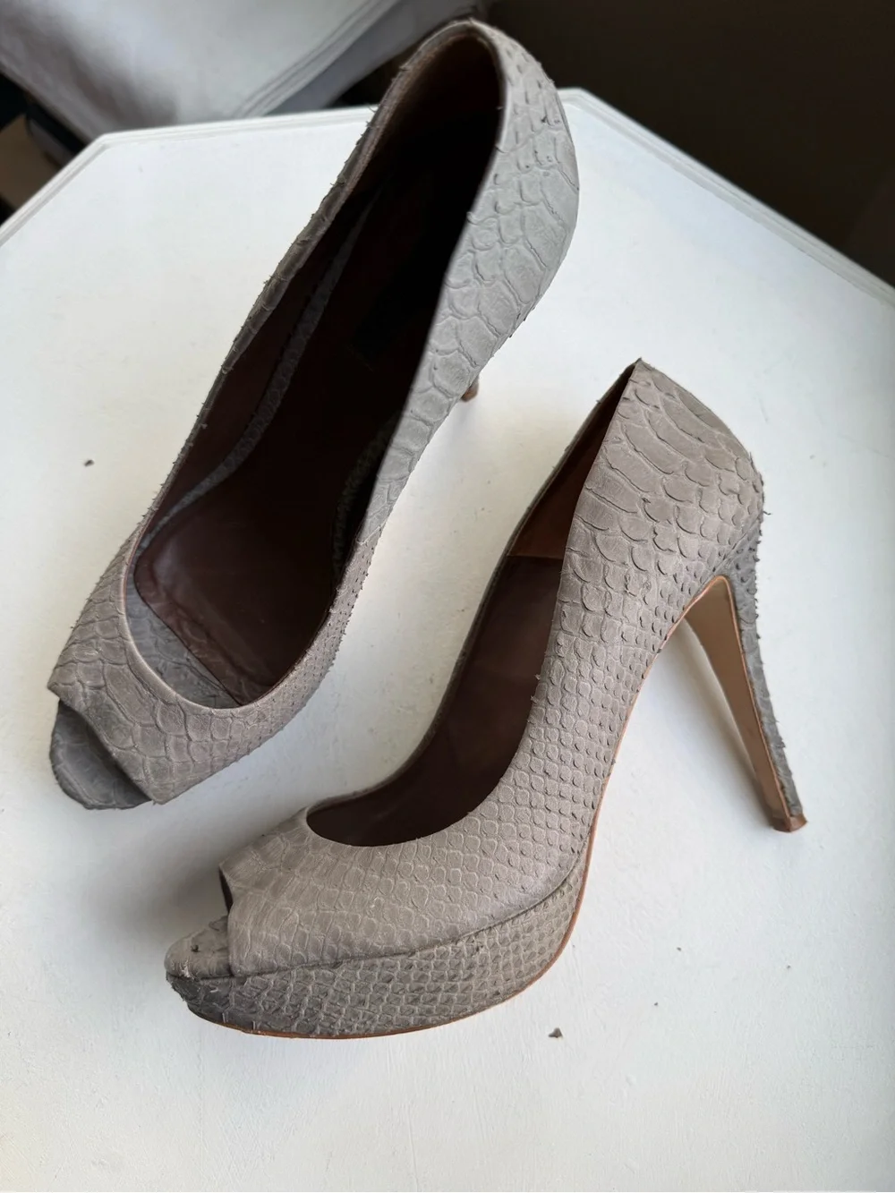 Zara Grey Snakeskin Stilettos sz 10 - Picture 1 of 8
